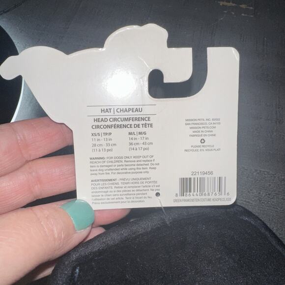 FRANKENSTEIN HAT Dog Costume New With Tags Xs/S - Picture 4 of 4